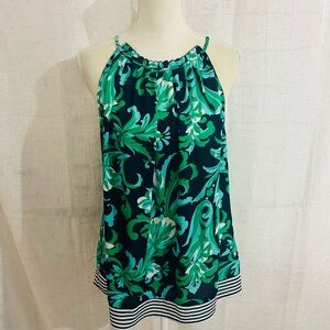 7th Avenue Design Studio Green and Blue Floral Top